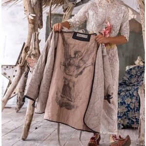 Magnolia Pearl Reversible Quilted Coat Angel Floral Pink Grey Patchwork NWT